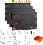 Peg Board, 114PCS Heavy Duty Metal Pegboard with Hooks, 8 Pack Black Peg Board Panels, 60lbs Load Capacity Each, Pegboard Wal