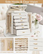 AKOZLIN Jewelry Box 6-Tier Organizer Functional 360° Rotating Jewelry Storage Case for Women Girls Ring Necklace Earring Brac