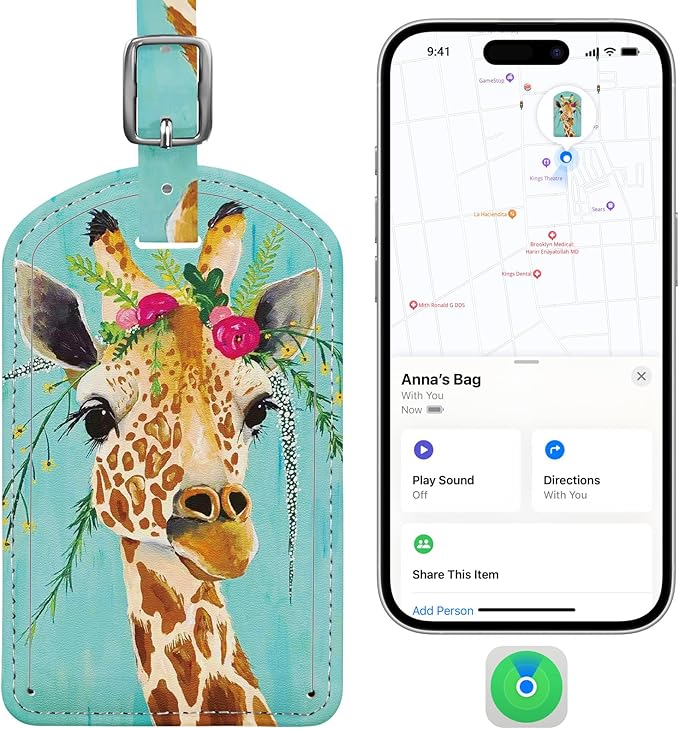 Luggage Tags Built-in Anti-Loss Tracker, Luxury Leather Luggage Tags for Suitcase, Travel Bags, Backpacks, Travel Organizer f