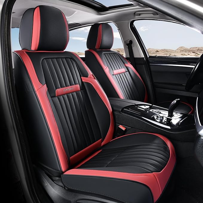 Coverado Car Seat Covers Full Set, Seat Covers for Cars, Car Seat Cover, Car Seat Protector, Leather Car Seat Cushion, Waterp