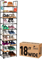 Sundaze Shoe Rack - 10 Tier Tall Shoe Rack for Closet, Sturdy Stackable Shoe Organizer for Closet, Bedroom, Entryway, Garage,