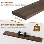 Floating Shelves for Wall Decor, 8 Inch Deep Rustic Solid Elm Wood Floating Shelves Wall Mounted, Wall Shelves with Invisible