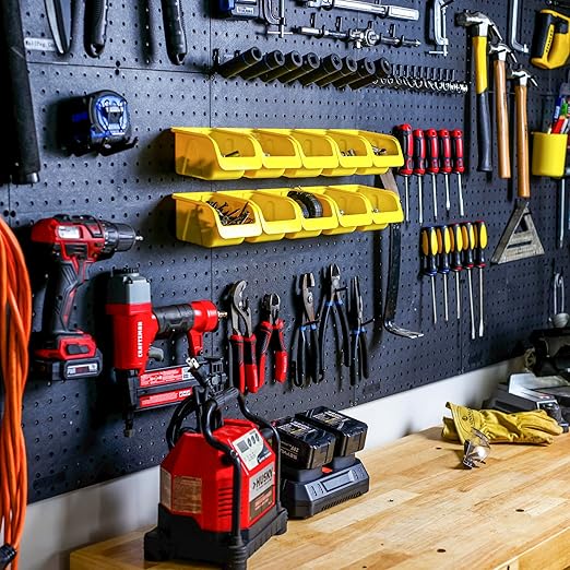 WallPeg Pegboard Wall Organizer (PK-160) - Garden Tools Storage - Hand Tool Organizer - Pegboard Bins for Parts Storage and O