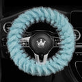 Fuzzy Winter Steering Wheel Covers for Women, Warm Cute Fluffy Car Wheel Cover for F150, Trucks, Jeep, Van, Soft Furry Auto Plush Large Car Handle Cover for Cold Weather, 15.2-16in, Green