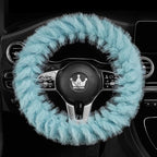 Fuzzy Winter Steering Wheel Covers for Women, Warm Cute Fluffy Car Wheel Cover for F150, Trucks, Jeep, Van, Soft Furry Auto Plush Large Car Handle Cover for Cold Weather, 15.2-16in, Green