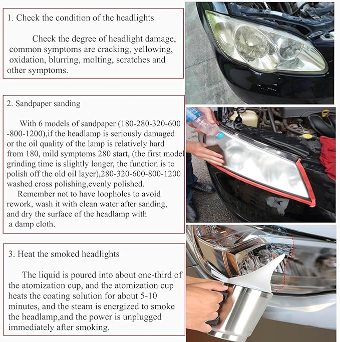 ROYWOO Headlight Repair Kit,Automobile Headlight Restoration Kits with 200ML Repair Liquid,Car Headlight Polish Repair Tool f