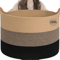 INDRESSME 115L Extra Large Blanket Basket for Apartment Décor, Woven Baby Laundry Hamper Shoe Basekts for Entryway, Wicker St