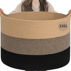 INDRESSME 115L Extra Large Blanket Basket for Apartment Décor, Woven Baby Laundry Hamper Shoe Basekts for Entryway, Wicker St