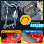 OUTDOOR ELEMENT Fire Escape, Emergency Escape Tool, Seatbelt Cutter, Window Breaker, Multi Tool, Fire Starter, Carabiner, and