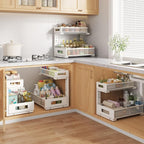 2-Pack Under Sink Storage Organizer, Large 2-Tier Elegant Mesh Pull Out Shelf for Kitchen and Bathroom Cabinet Organization, 