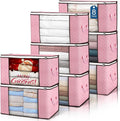 90 L Large Storage Bags, 8 Pack Clothes Storage Bins Foldable Closet Organizer Storage Containers with Durable Handle Storage