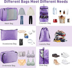 Toncoke 8-Piece Packing Cubes for Travel, Mesh Luggage Organizers with Shoe Bag, Toiletry Bag, Laundry Pouches, 4 Sizes (XL/L
