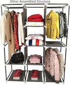 YOUUD Portable Closet 50 Inch Wardrobe for Hanging Clothes with Non-Woven Fabric Cover, 4 Hang Rods and 4 Storage Organizer S