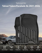 3W Floor Mats & Cargo Liner for 2021-2025 2026 Chevrolet Tahoe/GMC Yukon (Only for 8 Seats, Not for XL), All Weather Protection Anti-Slip & Durable TPE Full Set Liners Automotive Accessories