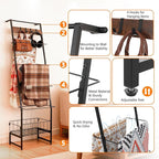Metal Blanket Rack with Wire Mesh, 4 Cubbies & Single Bar - Ideal for Home Organization