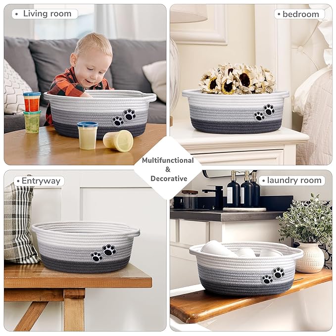 Small Dog Toy Basket, Cute Woven Baskets for Shelves, Decorative Rope Storage Baskets for Nursery, Baby Gift Basket for Diape