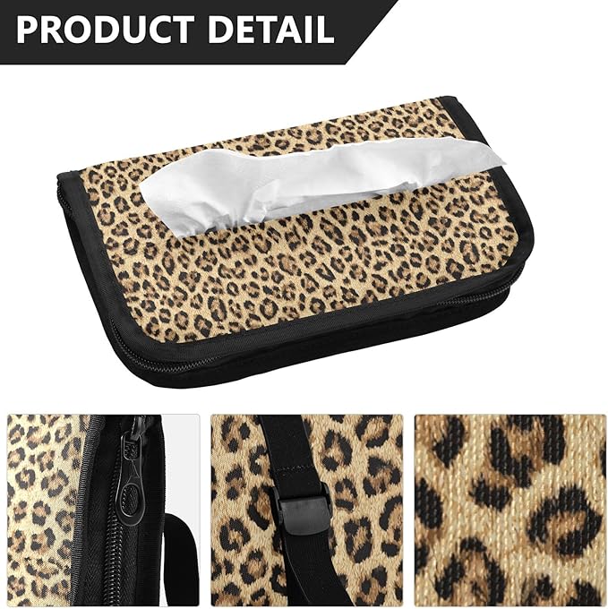 Car Tissue Holder Car Visor Organizer Tissue Box Holder for Car Sun Visor Organizer with Car Vehicle Accessories Essentials Interior for Women Men Classical Leopard Print