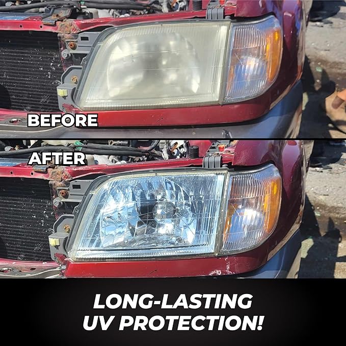 Detour Heavy Duty Headlight Restoration Kit - 2 Easy Steps to Professionally Restore Yellowed and Clouded Plastic Headlights,