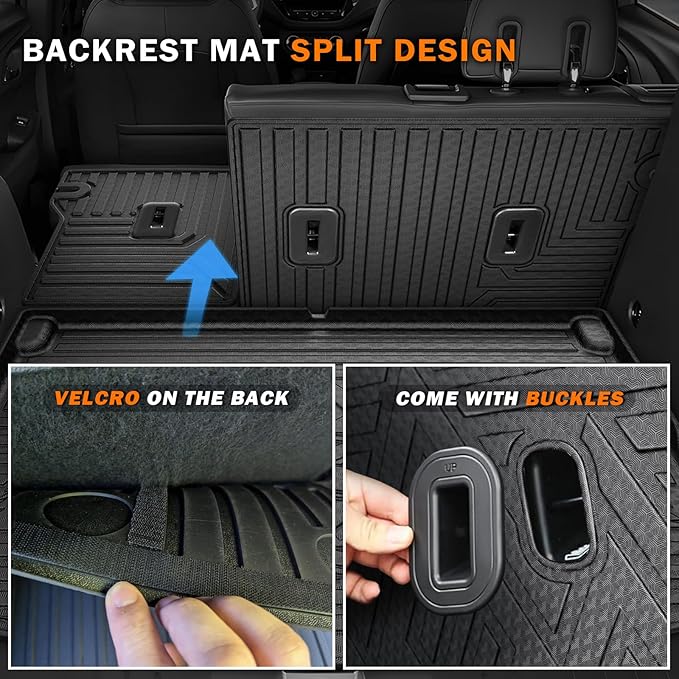 KUST Floor Mats Set for 2021-2026 Chevy Trailblazer AWD, All Weather Floor Liners & Backrest Mats & Rear Trunk Mat for Trailblazer Accessories TPE Rubber Raised Edge (Cargo in Upper Deck Position)