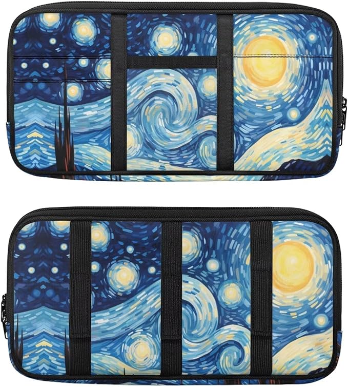Starry Night Car Sun Visor Organizer Storage Auto Interior Accessories Pocket Organizer - Lightweight Car Truck SUV Storage Pouch Holder, with Multi-Pocket Zipper for Card, Document