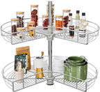 DWVO 31″ Kidney 2-Tier Lazy Susan – Telescoping Mount Corner Cabinet Organizer with Pie-Shelf Design, for Bathroom,Kitchen Ca