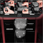 NBTEPEM 30 Pcs Bling Car Accessories Set for Women, Silver Steering Wheel Cover Set, Bling Console Cover, Seat Belt Cushion, Shift Knob Cushion, Cup Holder Coaster, Rhinestone Car Hanging Accessories