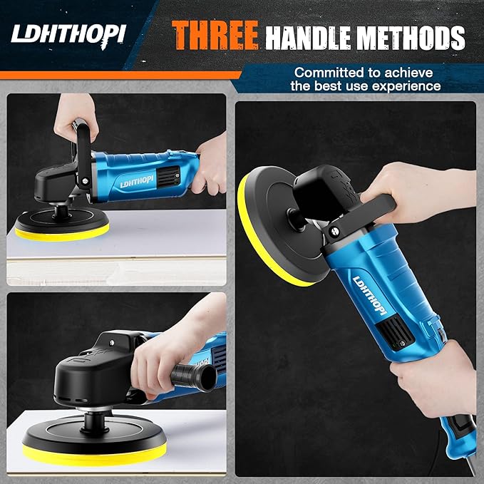 LDHTHOPI Buffer Polisher, 1800W 6 inch/7 inch Rotary Buffer Polisher Waxer, 750-3100RPM Car Buffers and Polishers with 6 Variable Speeds, for Car, Boat, Furniture, Floor