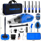 THINKWORK Car Cleaning Kit Car Detailing Kit,Car Cleaning Kit Interior Cleaner with High Power Blue Handheld Vacuum Cleaner,B