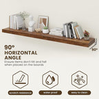 72 Inch Floating Shelves | 12 Inch Deep Floating Shelves Set of 2 | 72" W x 12" D Rustic Brown Wood Wall Shelves for Bathroom