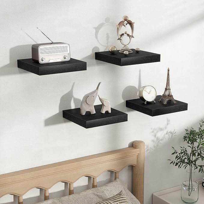 Fun Memories Floating Shelves for Wall, Rustic Wood Wall Mounted Shelves for Bathroom, Bedroom, Living Room & Kitchen, Storag