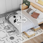 Bamboo Underbed Storage Containers with Wheels & Bag, Large Under Bed Rolling Storage Bins Wood Under Bed Clothes Storage Sta