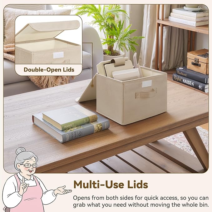 GRANNY SAYS Small Storage Bins with Lids, Small Storage Boxes, Shelf Baskets for Shelf, Collapsible Storage Bins for Living R