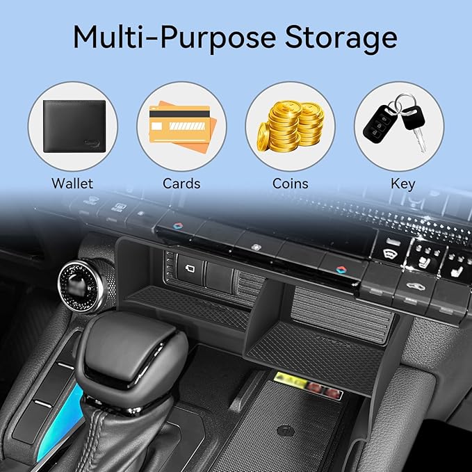 smabee 2PCS Center Console Organizer for 2024 2025 2026 Toyota Land Cruiser Prado 250 Accessories Interior ABS Center Console Organizer Storage Box Tray