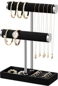 bussdis 2 Tier Bracelet Holder Display - Detachable T Bar Black and Silver Velvet Bracelet Holder, Jewelry Holder Organizer f