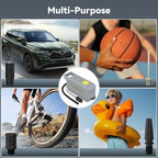 150 PSI Tire Inflator Portable Air Compressor, 12V DC Auto Shutoff Air Pump with Digital Pressure Gauge and Emergency LED Light for Car Tires, Bicycle & Balloons, Gray