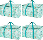 BALEINE 4-Pack Oversized Moving Bags with Reinforced Handles, Heavy-Duty Storage Tote for Clothes, Moving Supplies (Spring St