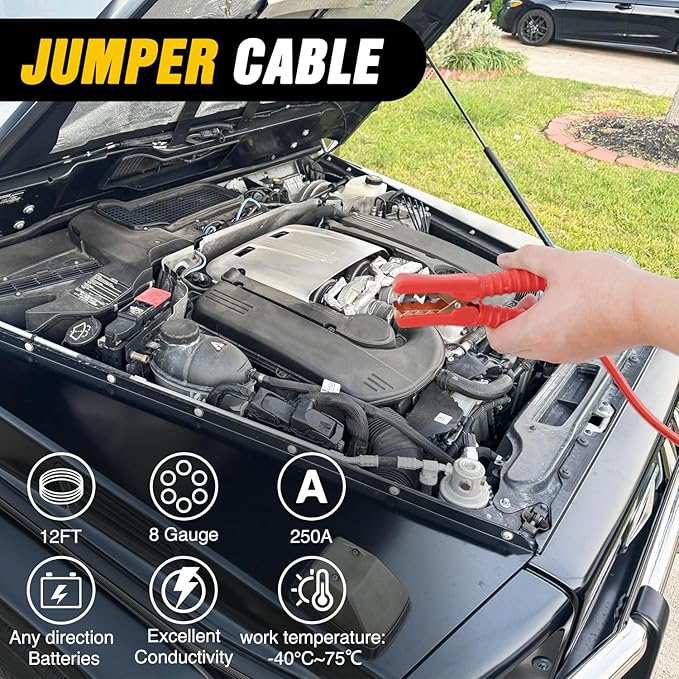 Nilight Car Emergency Kit with Jumper Cable Air Compressor Tire Repair Essential Tools First Aid Alligator Connector Electric