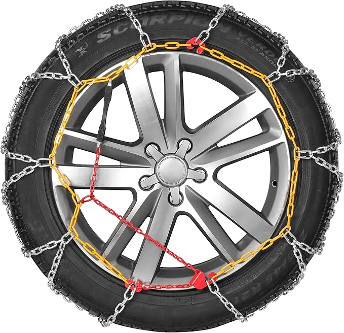 Snow Chains, Thickened and Wear-Resistant High Carbon Steel Anti Slip Tire Chain for Light Truck, Pickups, and SUVs, Set of 2