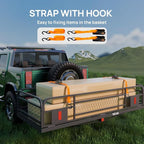 TUFFIOM 60"x24"x14" Folding Hitch Mount Cargo Carrier Basket, Upgraded 14" Height 500lbs Steel Car Cargo Trailer Hitch Luggage Rack with Straps & Stabilizer for SUV Car Truck Van
