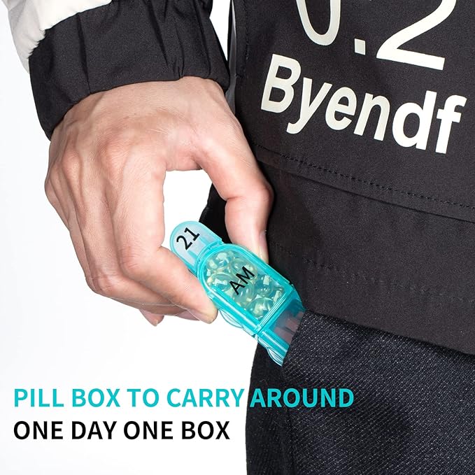 Daviky Monthly Pill Organizer 2 Times a Day, 30 Day Pill Box AM PM with Separate Container, One Month Medicine Case Twice a D