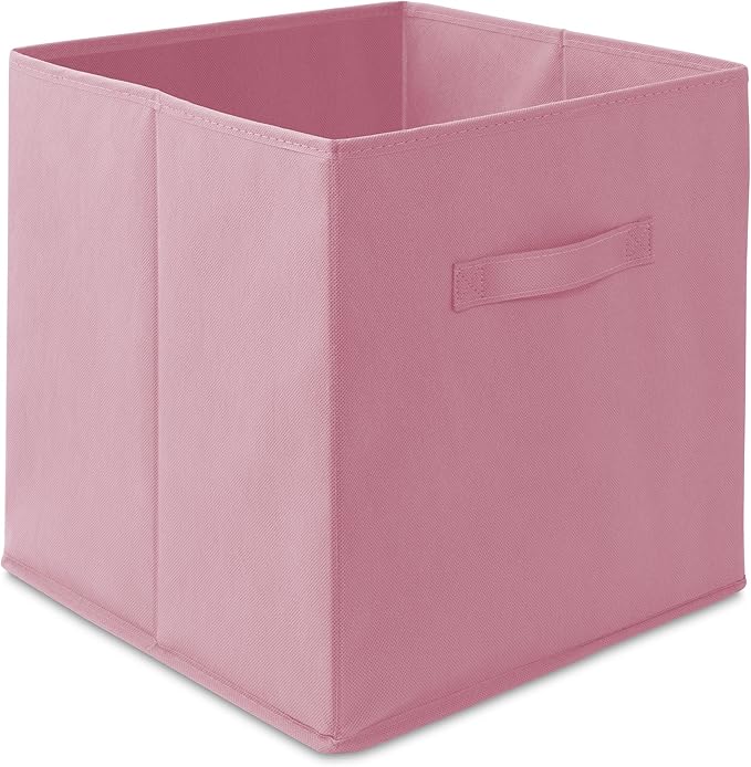 Casafield Set of 6 Collapsible Fabric Cube Storage Bins, Light Pink - 13" Foldable Cloth Baskets for Shelves, Cubby Organizer