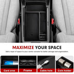 Autorder Center Console Organizer for 2023 2024 2025 2026 Honda CRV Accessories Center Console Storage Box Secondary Insert Tray Black & Red Non-Slip Silicone Mats