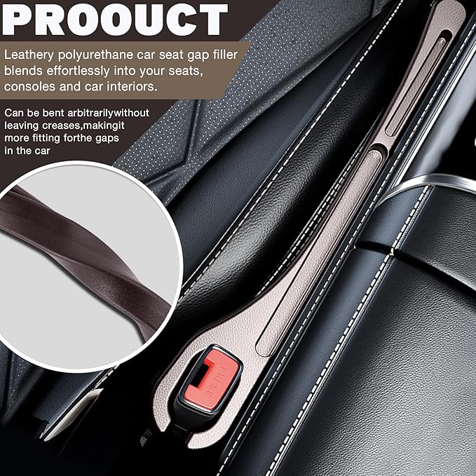 2PCS Car Seat Gap Filler Organizer, Car Seat Gap Organizer with Phone Holder, Car Accessories Car Side Seat Gap Filler for Prevent Falling (Brown)