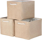 Bidtakay Fabric Storage Baskets for Shelves 3 Pack Large Storage Bins for Organizing Linen Collapsible Organizer for Closet-F