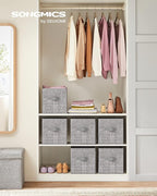SONGMICS Storage Cubes, 11-Inch Non-Woven Fabric Bins with Double Handles, Set of 6, Closet Organizers for Shelves, Foldable,