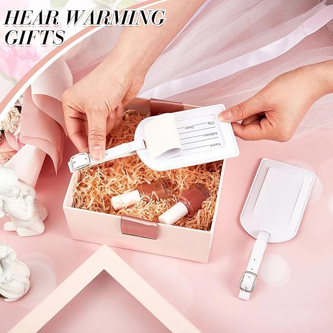 Dunzy 30 Pieces Leather Luggage Tag Women Identifiers Travel Suitcase Tags for Luggage Travel Backpack Bag Wedding Favors Wom
