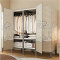 Portable Foldable Wardrobe Closet with Cover, Metal Garment Rack for Clothes Storage, Space-Saving Organizer for Bedroom, 151