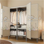Portable Foldable Wardrobe Closet with Cover, Metal Garment Rack for Clothes Storage, Space-Saving Organizer for Bedroom, 151
