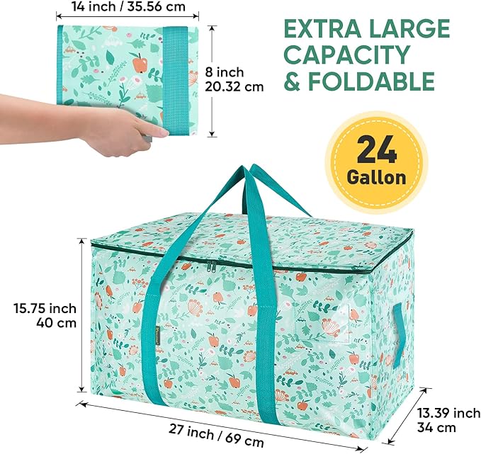BALEINE 6-Pack Oversized Moving Bags with Reinforced Handles, Heavy-Duty Storage Tote for Clothes, Moving Supplies (Spring St