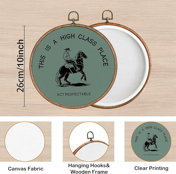 KSDUT Western Cowboy Grass Green Wall Art Decor - Preppy Trendy Southwestern Wall Art Canvas Frame Hanging Prints, Foyer Entr